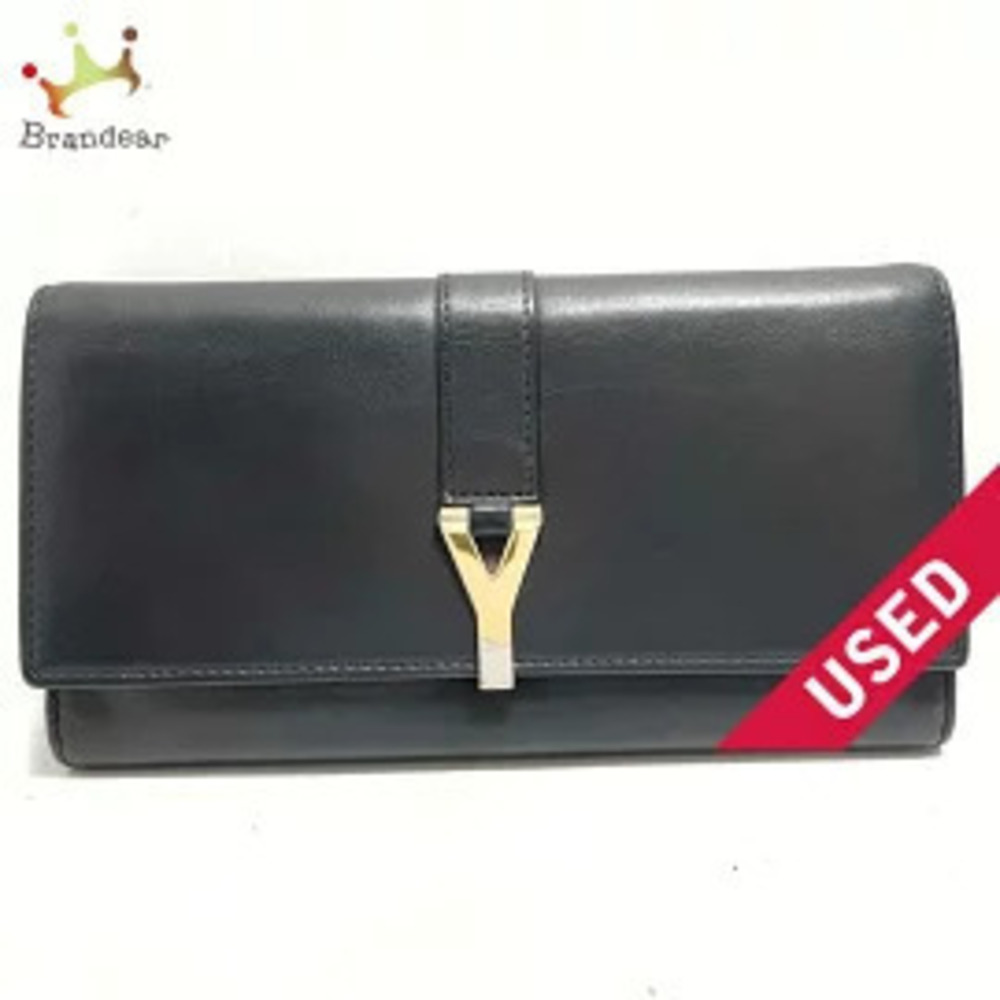 SAINT LAURENT PARIS Y Long Wallet Black Leather